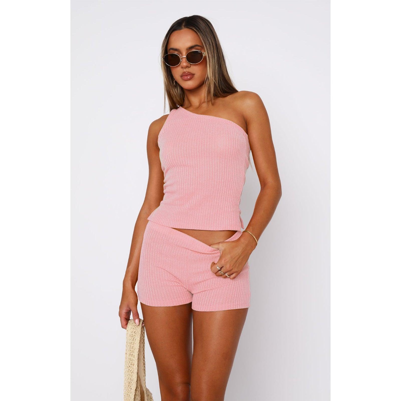 Women Sunken Stripe Shorts Outfit - ForVanity
