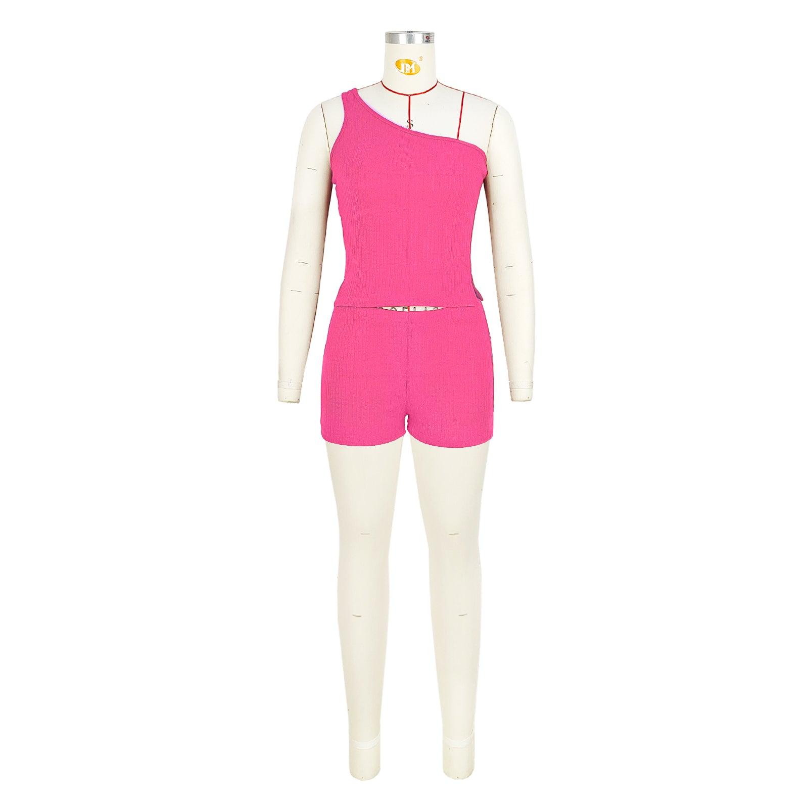 Women Sunken Stripe Shorts Outfit - ForVanity