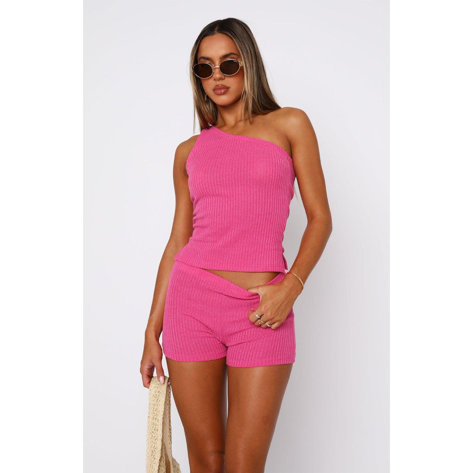 Women Sunken Stripe Shorts Outfit - ForVanity