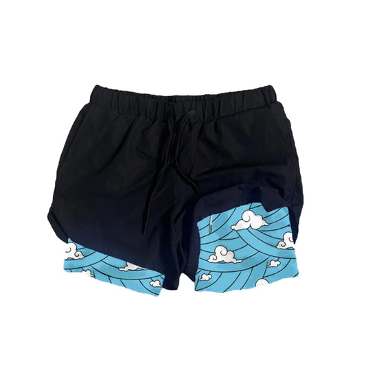 Men's Double Layer Beach Shorts: 3D Digital Printing in Milk Silk