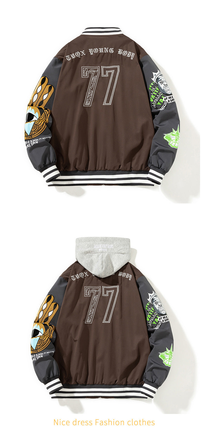 Men's Urban-Styled Color Block Baseball Jacket