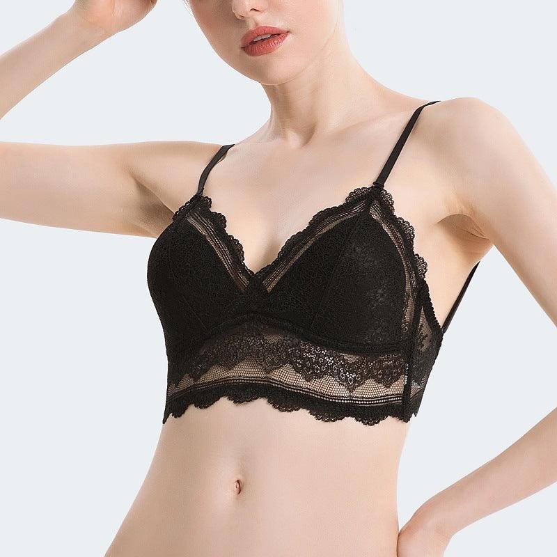 French U-Shaped Lace Triangle Cup Bra - ForVanity bras, women's lingerie Bras