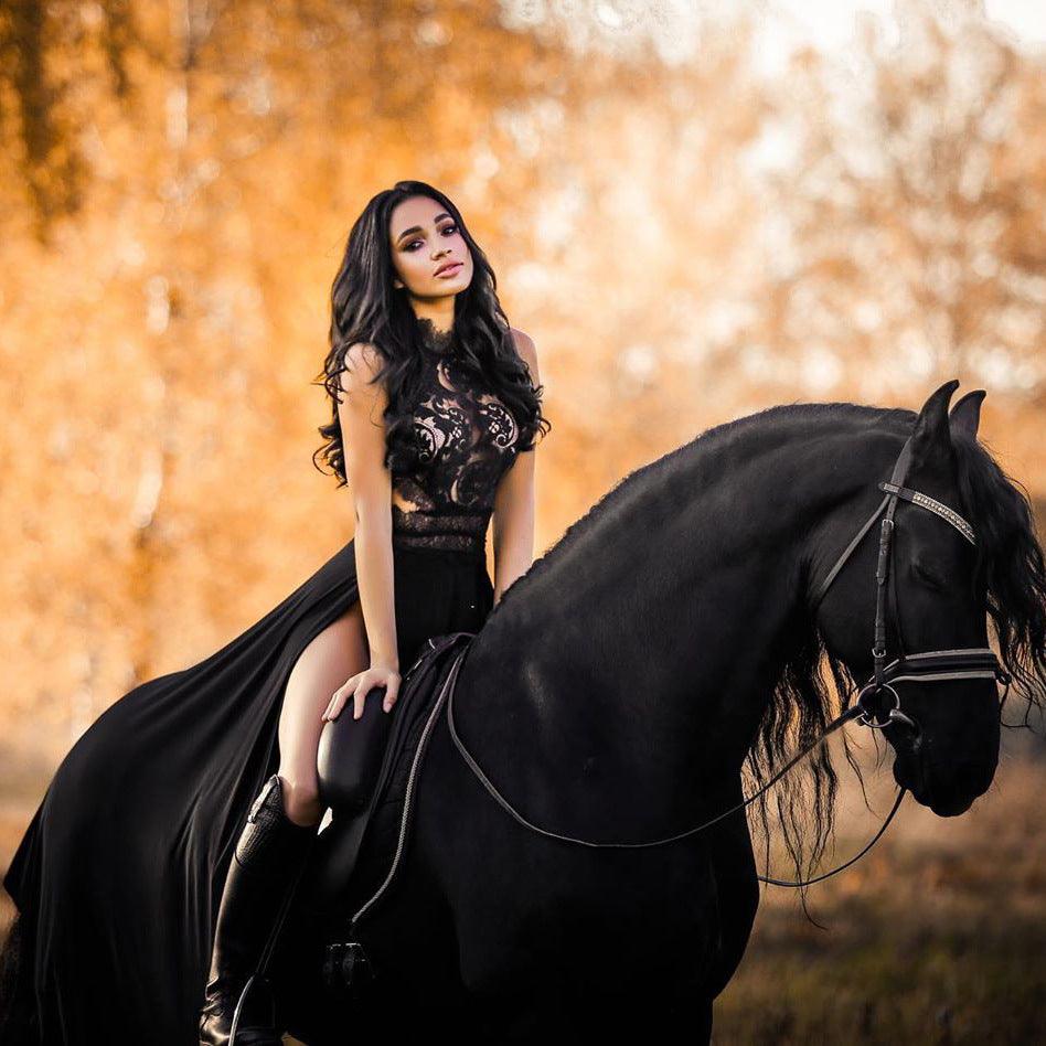 Elegant See Through Lace Nude Back High Slit Maxi Dress - ForVanity dress, formal dress Formal Dress