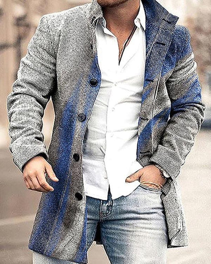 Men's Woolen Stand Collar Mid-length Casual Coat - ForVanity Men’s Jackets & Coats