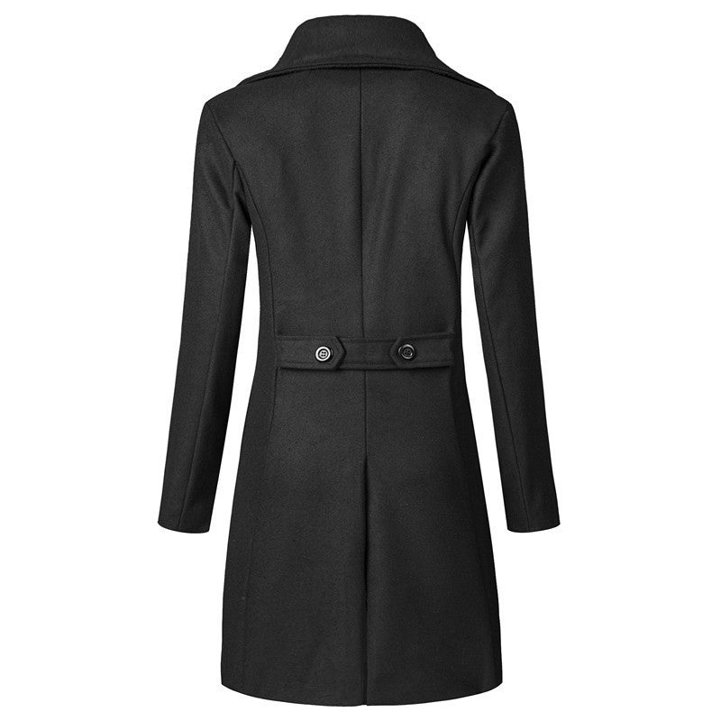 Men's Double Breasted Mid-length Trench Coat - Wool, Slim Fit - ForVanity men's clothing, men's jackets & coats, Men’s Trench Coats, Trench Coats Trench Coats