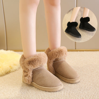 Snow Boots For Women Students Winter Warm Slip On Fluffy Platform Comfy Fleece Ankle Boots Non-slip Plush Cotton Shoes - ForVanity Boots