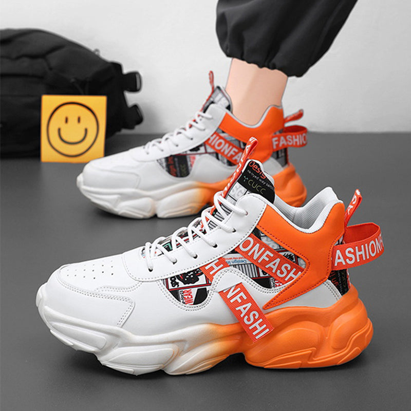 Men's High-top Sports Shoes New Fashion Colorblock Lace-up Casual Sneakers Breathable Versatile Running Basketball Trainers Shoes