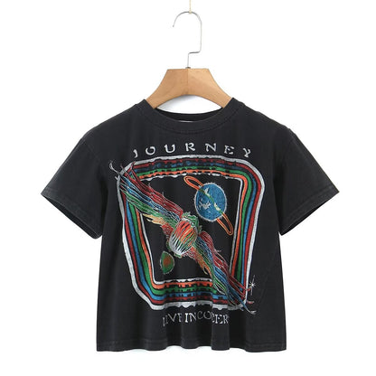 Women's Planet Travel Printed T-Shirt