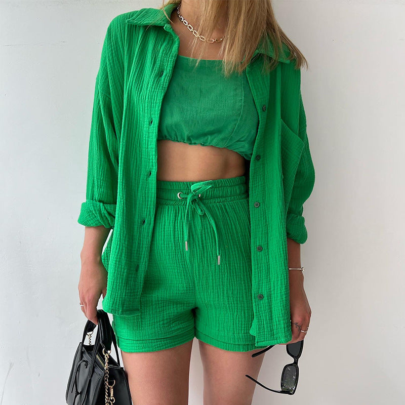 Casual Solid Color Shorts Outfit