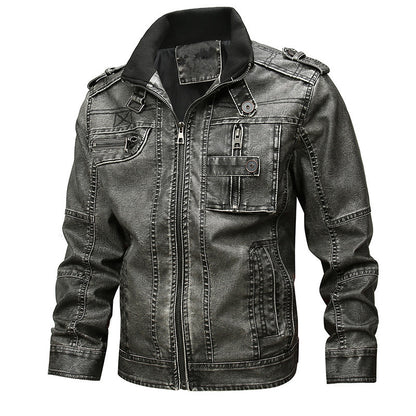 Men's Fashion Casual Motorcycle PU Leather Coat