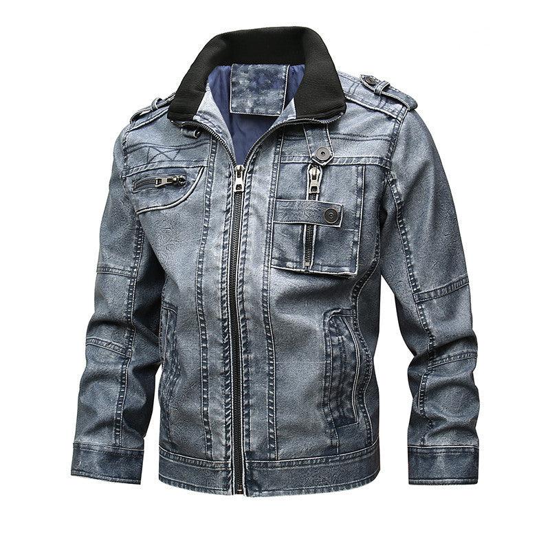 Men's Fashion Casual Motorcycle PU Leather Coat - ForVanity Men’s Jackets & Coats