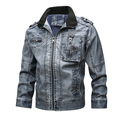 Men's Fashion Casual Motorcycle PU Leather Coat