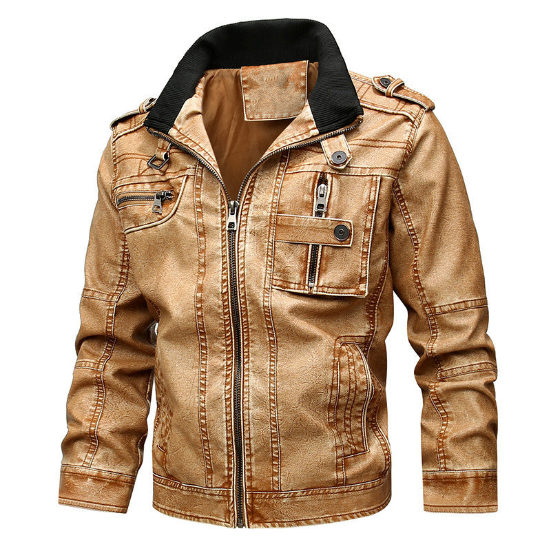 Men's Fashion Casual Motorcycle PU Leather Coat