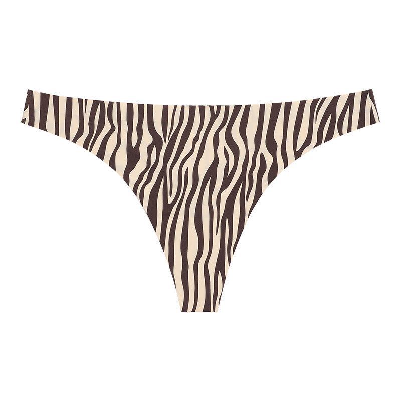 Leopard Print Low Waist Breathable Ice Silk Thongs - ForVanity underwear, women's lingerie Thongs