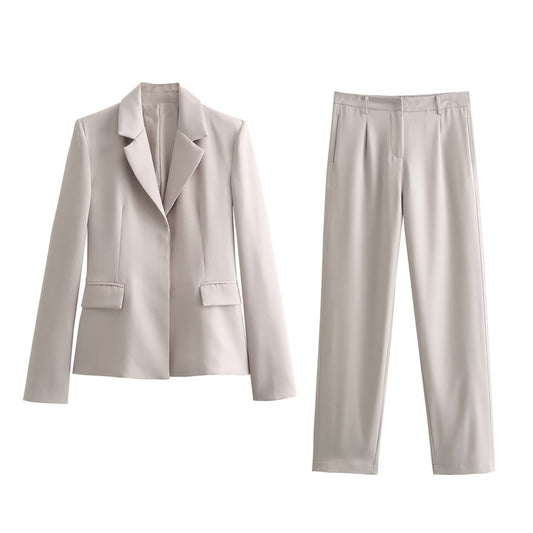 Women’s Slim Blazer and Pants Suit - Casual, Office Style