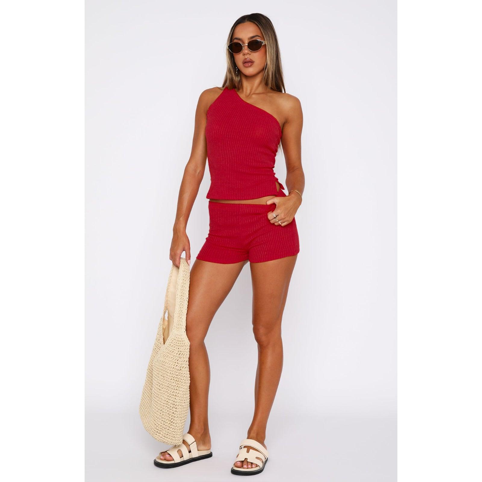 Women Sunken Stripe Shorts Outfit - ForVanity 