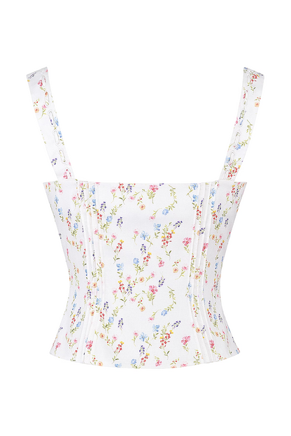 Floral Slim Fitting Pleated Camisole Top