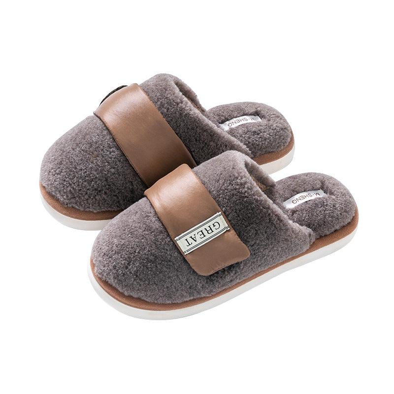 Hook Furry Slippers For Women Autumn And Winter Indoor Home Slipper Plus Velvet Warm Couple Bedroom Cotton Shoes - ForVanity SLIPPERS