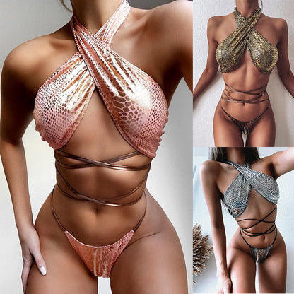 Bikini Sexy Bikini Popular Snake Pattern Fabric Bandage Swimsuit