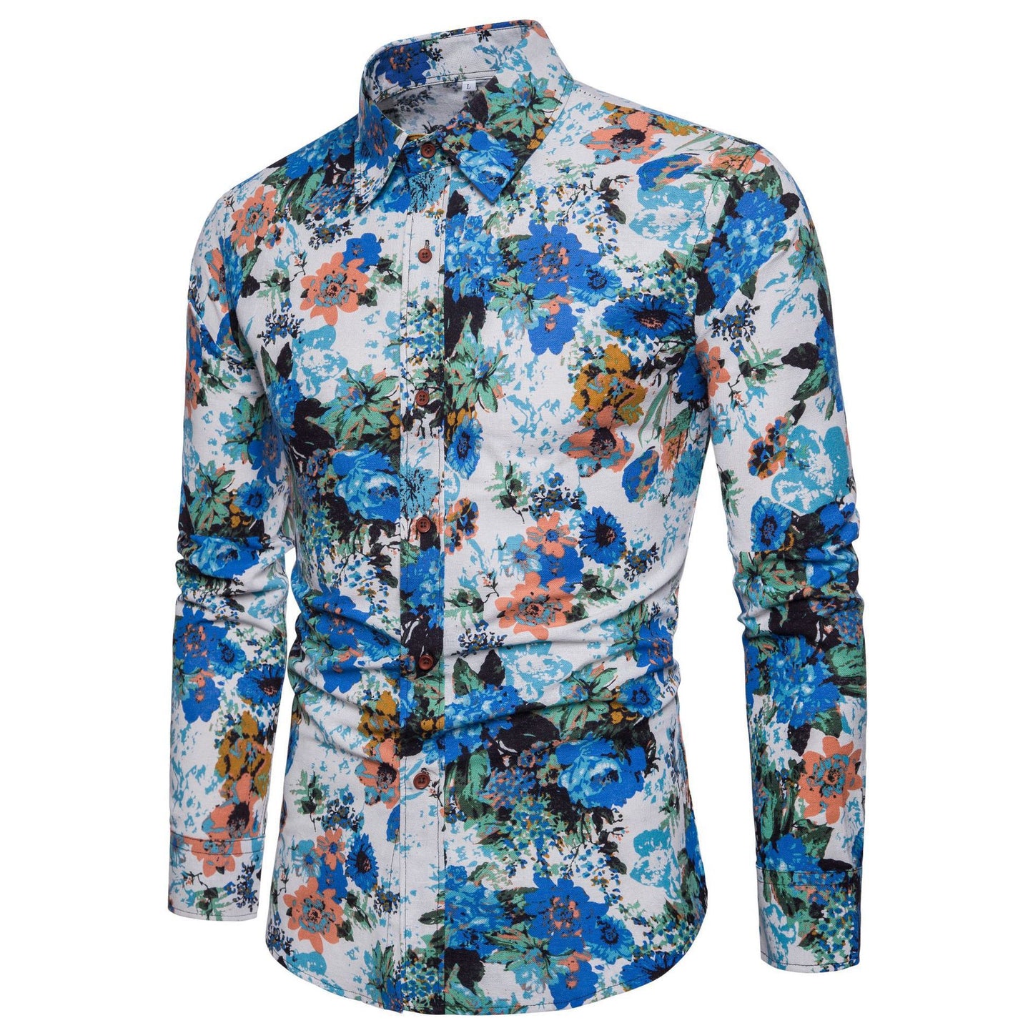 Men's Floral Linen Shirt: Breathe Easy with Long Sleeves