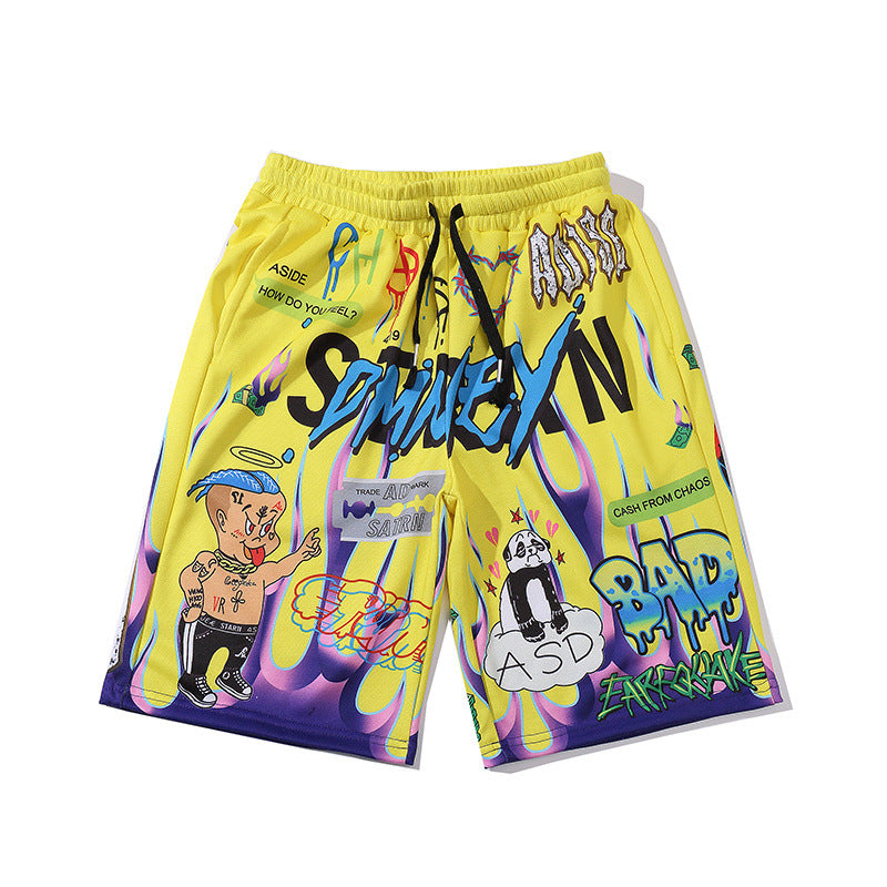 Men's Summer Hip-Hop Style Letter Printed Beach Shorts