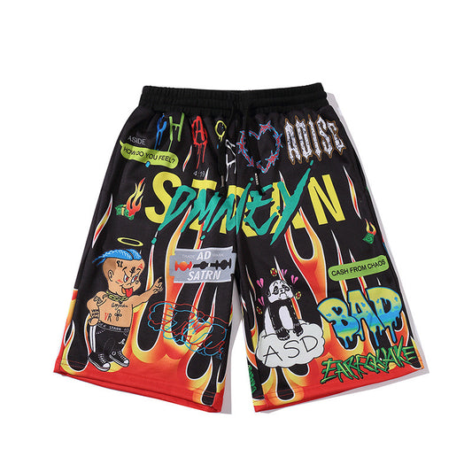 Men's Summer Hip-Hop Style Letter Printed Beach Shorts