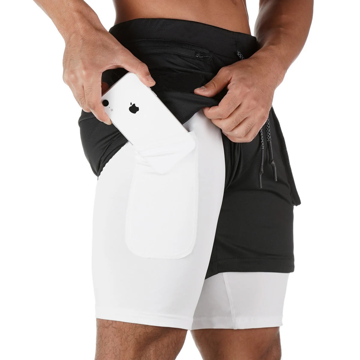 Double-Gloss Camo Sports Shorts with Inner Bladder