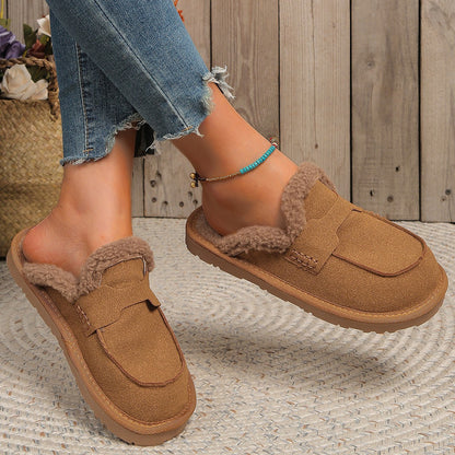 Autumn And Winter New Fashion Velvet Padded Warm Fluffy Slippers Women