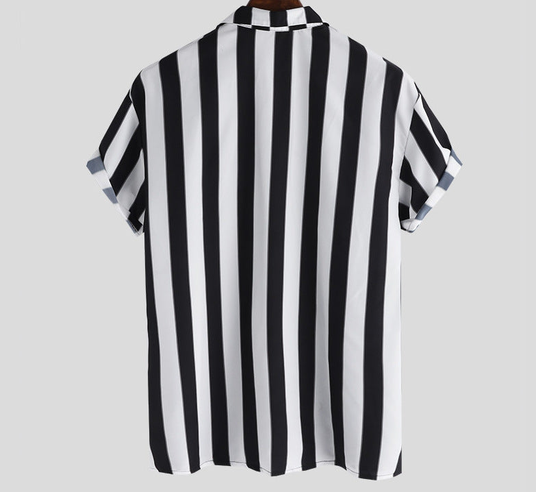 Men's Casual Striped Cardigan Shirt