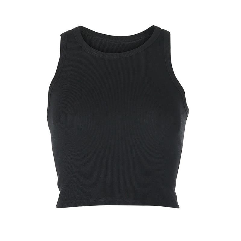 Solid Color Sleeveless Sports Bottoming Top - ForVanity women's clothing, women's tops & tees Tops & Tees