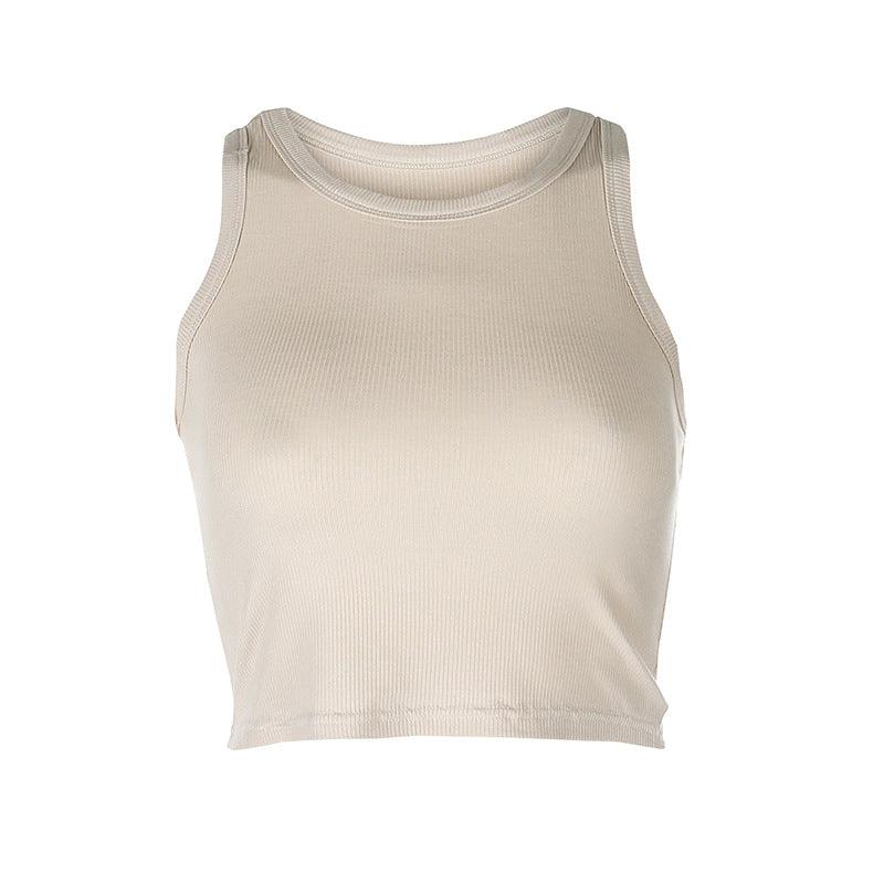 Solid Color Sleeveless Sports Bottoming Top - ForVanity women's clothing, women's tops & tees Tops & Tees