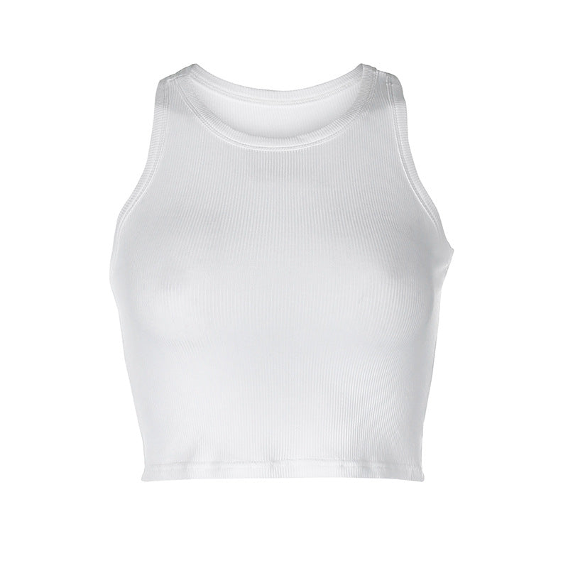 Solid Color Sleeveless Sports Bottoming Top - ForVanity women's clothing, women's tops & tees Tops & Tees