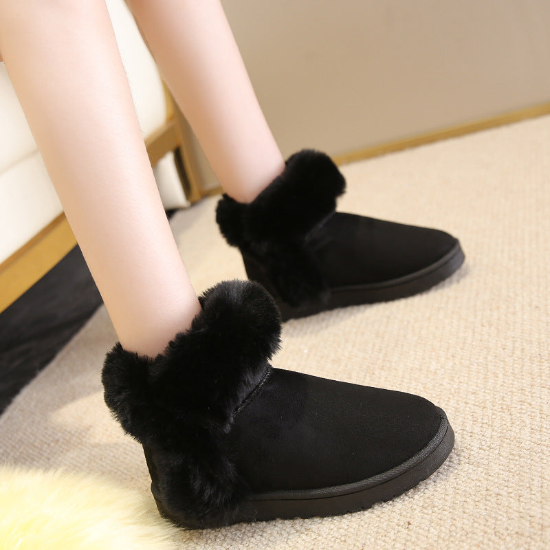 Snow Boots For Women Students Winter Warm Slip On Fluffy Platform Comfy Fleece Ankle Boots Non-slip Plush Cotton Shoes - ForVanity Boots