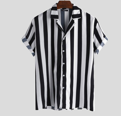 Men's Casual Striped Cardigan Shirt