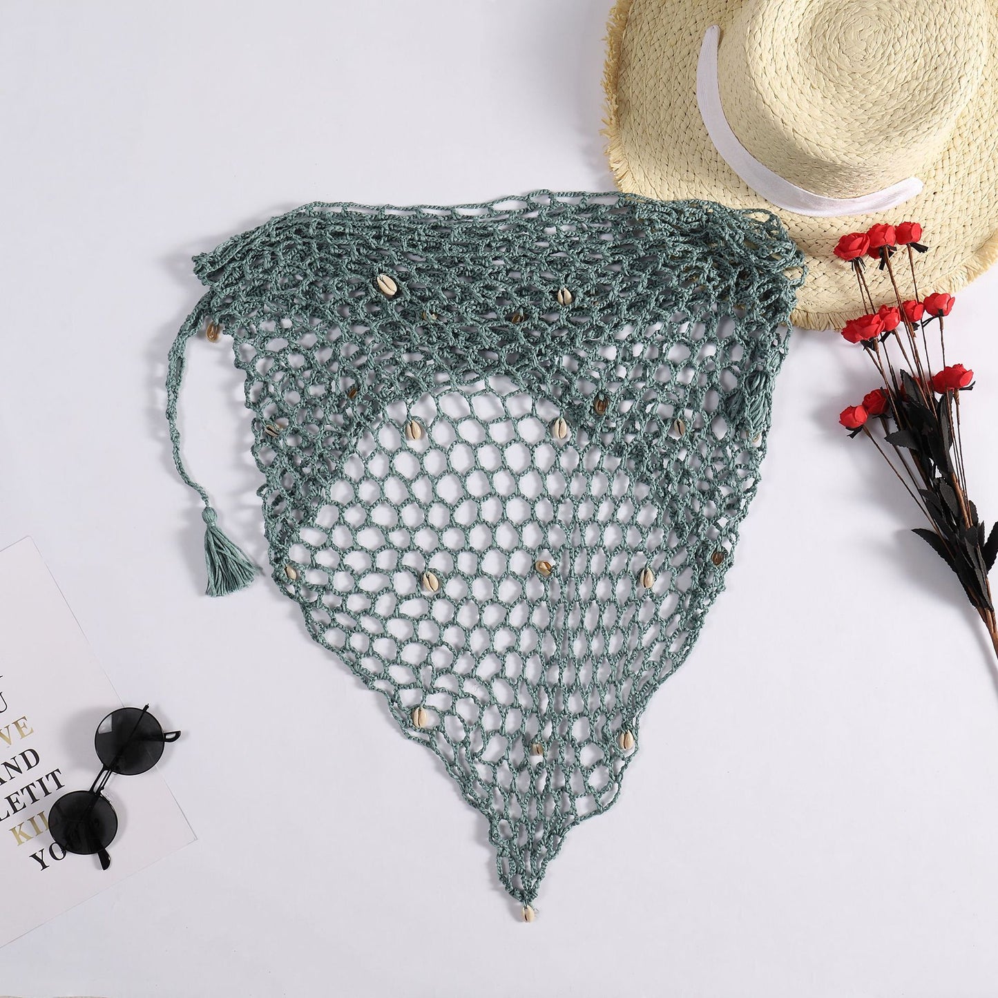 Summer Hand Crocheting Beach Triangle Shawl