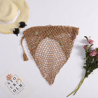 Summer Beach Fishnet Bright Dual-Use Triangular Binder Shawl