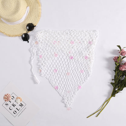 Summer Beach Fishnet Bright Dual-Use Triangular Binder Shawl