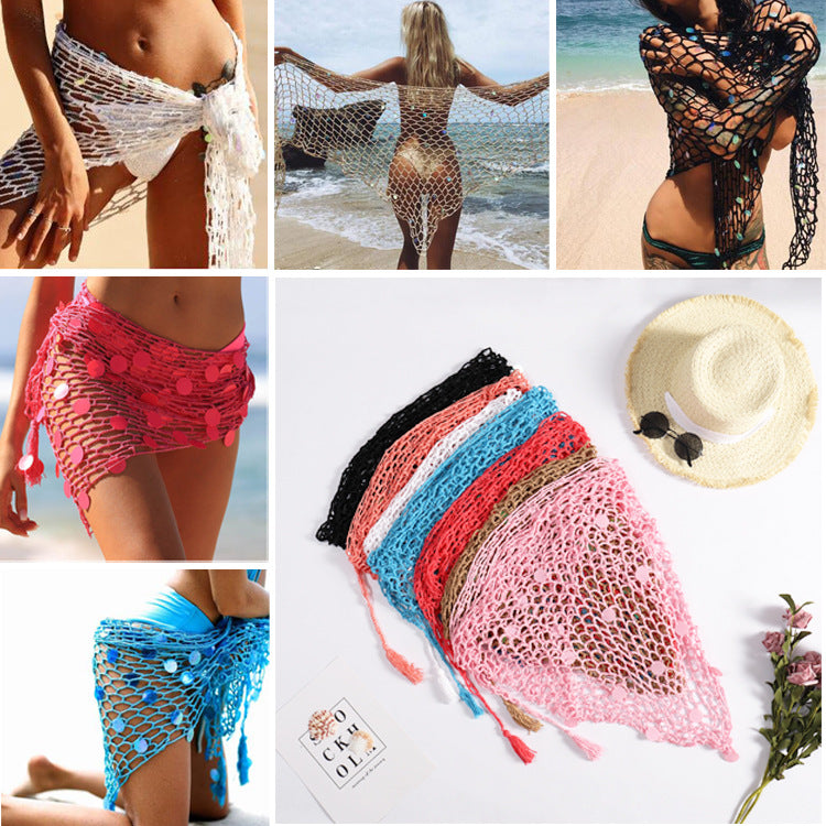 Summer Beach Fishnet Bright Dual-Use Triangular Binder Shawl