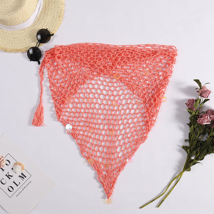 Summer Beach Fishnet Bright Dual-Use Triangular Binder Shawl - ForVanity women's lingerie, women's swimwear Skirt