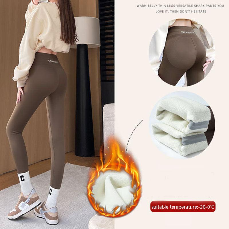 Fleece Thickened Leggings Winter -20 To 5 Shark Pants For Women High Waist Tight Skinny Tummy Control Buttocks Slimming Yoga Pants - ForVanity pants