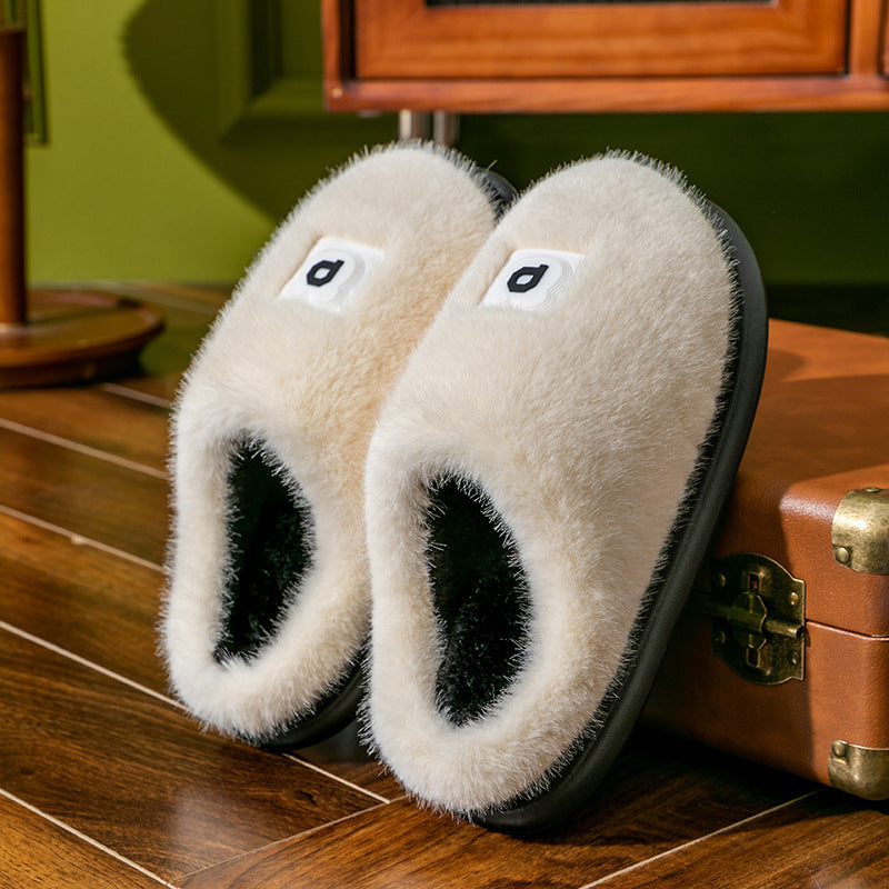 Soft Furry Plush Slippers Winter Indoor Non-slip Floor Slippers Women's Thickened Solid Warm Home Cotton Shoe