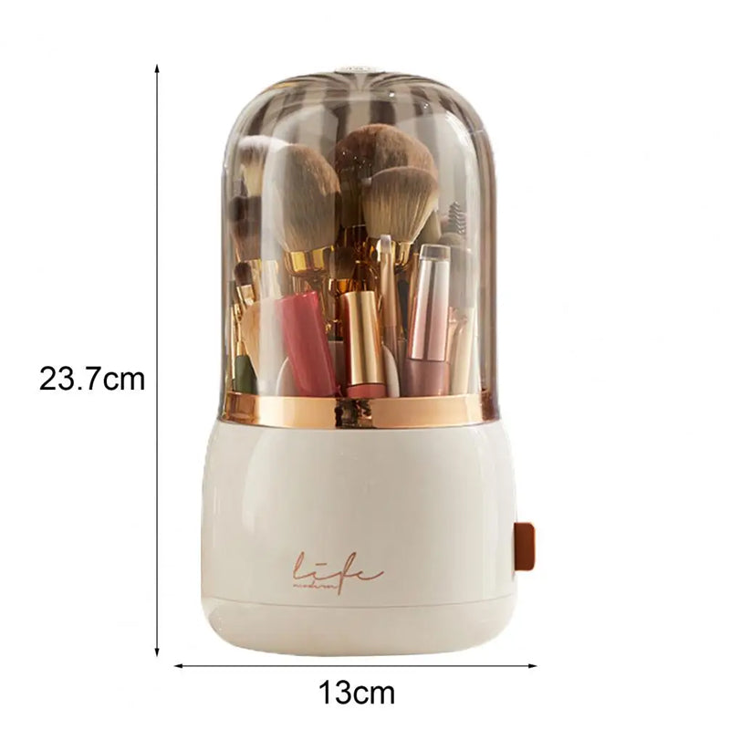 360° Rotating Compartment Dustproof Makeup Brushes Storage Organizer_2