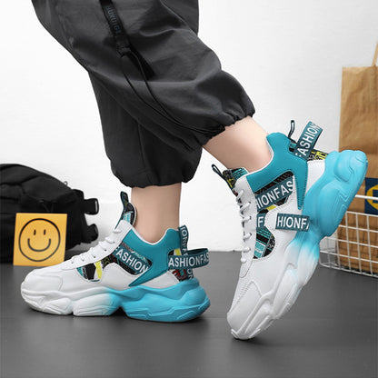 Men's High-top Sports Shoes New Fashion Colorblock Lace-up Casual Sneakers Breathable Versatile Running Basketball Trainers Shoes