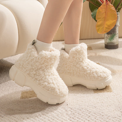 Winter Cashmere Snown Boots With 6cm Platform Warm Plus Velvet High-top Fleece Cotton Shoes Women Outdoor Indoor House Plush Shoes