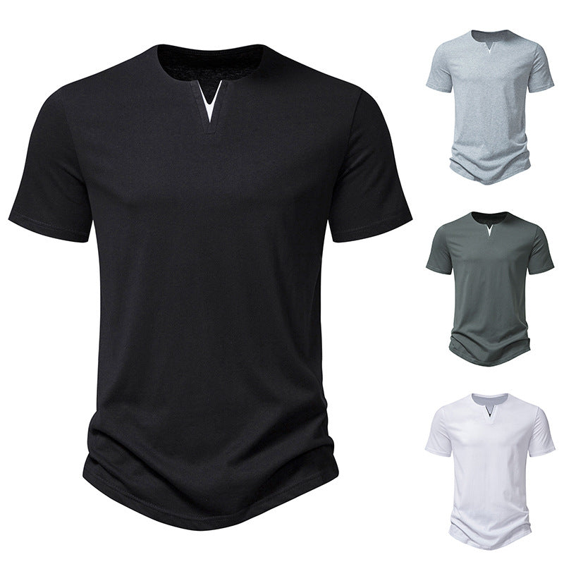 Men's Summer-Ready Loose Cotton Tee: Essential Solid Colors & Short Sleeves
