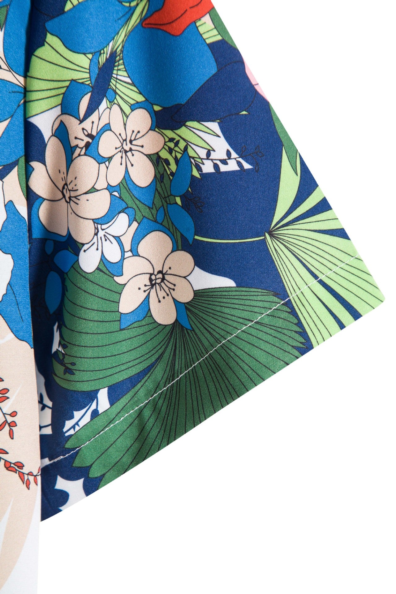 Floral Print Beach Blue Lapel Shirt – Casual Elegance in Cotton Blend