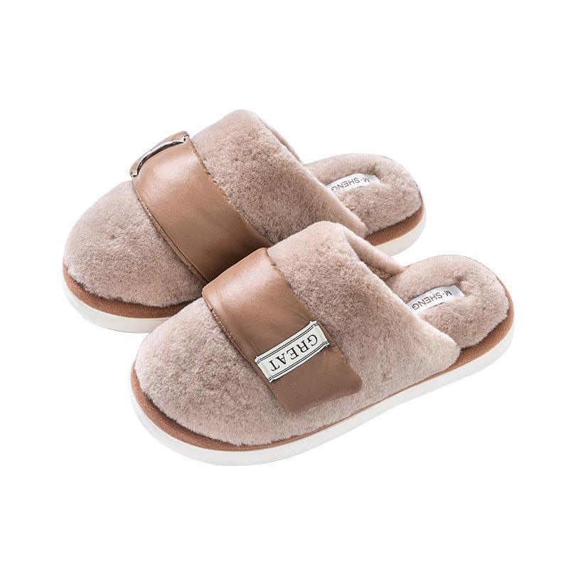 Hook Furry Slippers For Women Autumn And Winter Indoor Home Slipper Plus Velvet Warm Couple Bedroom Cotton Shoes - ForVanity SLIPPERS