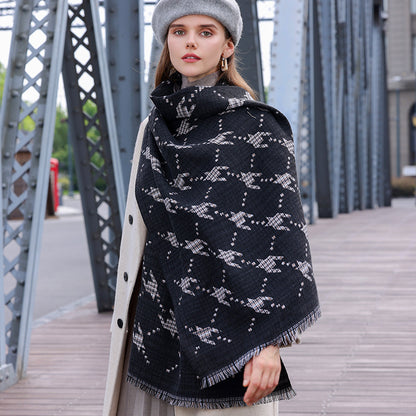Elegant Houndstooth Warm Scarf for Women - Imitation Cashmere