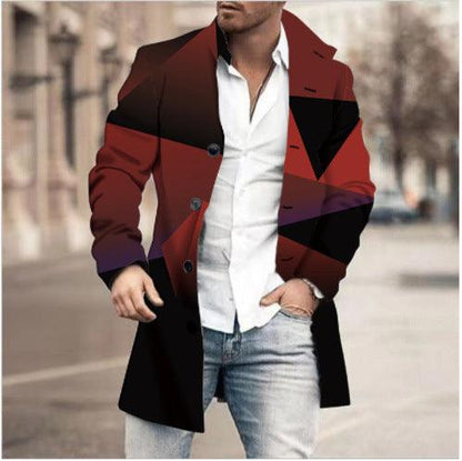 Men's Woolen Stand Collar Mid-length Casual Coat - ForVanity Men’s Jackets & Coats