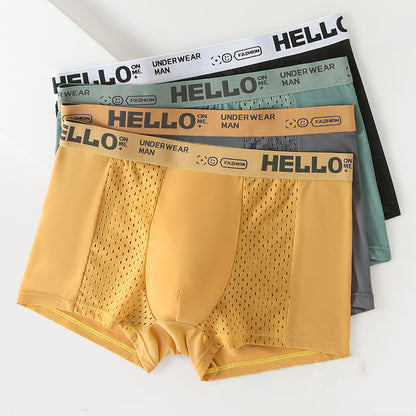 Men's Four-Season Ice Silk Mesh Underwear with Antibacterial Protection